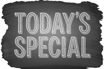 Chalkboard sign featuring 'TODAY'S SPECIAL' in a decorative, hand-drawn chalk font, ideal for daily menus or promotions. background removed
