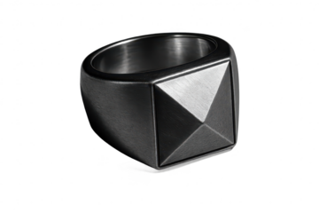 Dark modern geometric ring isolated on a transparent background, jewelry item