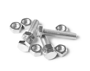 Tap bolts with chrome nuts isolated on white background