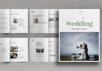 Green Wedding Photographer Proposal Studio Brochure Layout