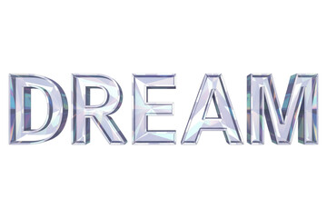 Fototapeta premium The word 'DREAM' rendered in a stunning, multifaceted diamond-like text effect, showcasing sparkling brilliance and crystalline elegance. background removed