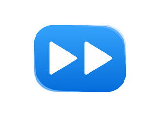 Blue Play Button Icon With Two Forward Arrows on Black Background