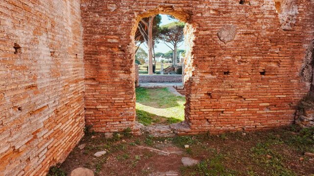 The ruins of Ostia Antica, the old port of Rome, Lazio, Italy, dating back to the 7th century BC