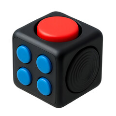 Red and Blue Cube Button on Isolated Background