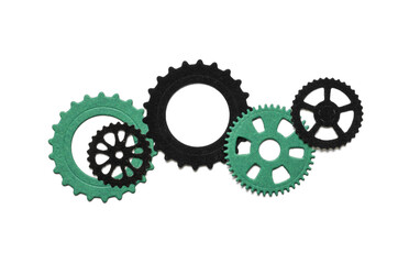 Different paper gears on white background