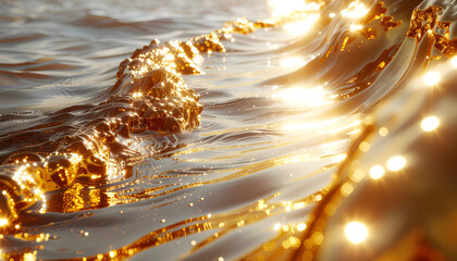 Molten Gold Flow A Captivating Still Render of Cascading Golden Waves and Light