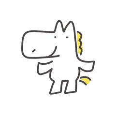 笑顔で立ってポーズをとる白馬キャラクター　正月素材