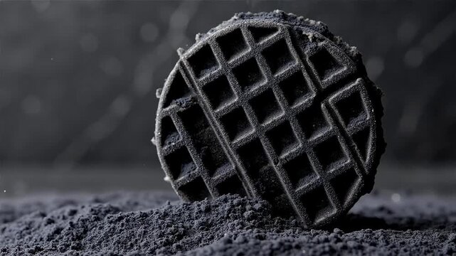 Black charcoal waffle with square pattern standing