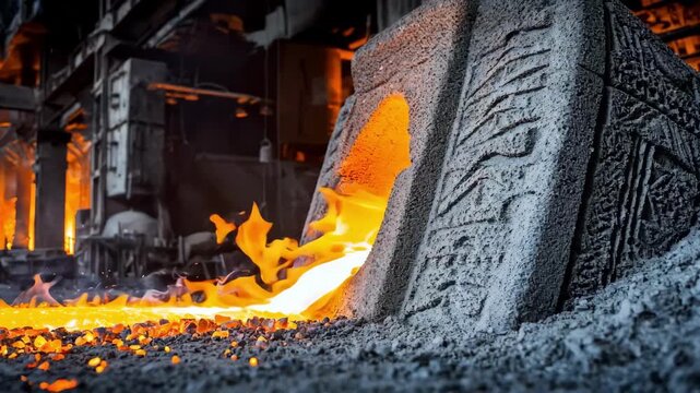 Medium shot of titanium sand mold casting showcasing the intricate detail of lightweight aerodynamic aerospacegrade component production.