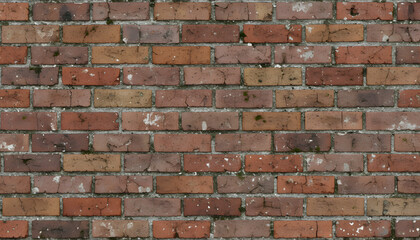 Obraz premium Solid foundation of a weathered red brick wall showcasing a diverse pattern of masonry