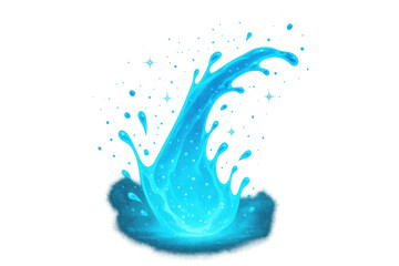 Water splash illustration with an upward movement, clean aqua liquid flowing and dripping, presenting freshness and dynamics