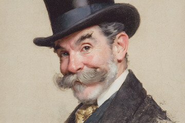 Happy fathers day greeting card design with top hat mustache and tie