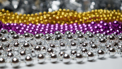 Metallic Bead Strands in Silver, Magenta and Gold for Festive Celebration Decor