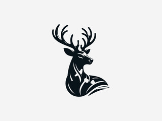 Fototapeta premium Shiny Deer black vector logo illustration