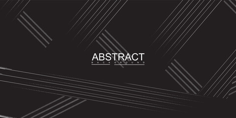 Modern Abstract Black and White Background with Geometric Lines and Text.