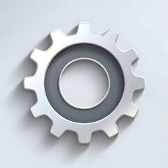Metallic Gear with Dark Gray Inner Ring on Image White mechanical
