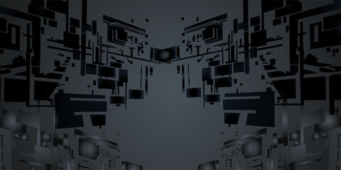 Abstract Dark Geometric Shapes with Reflections and Gradient Lighting.