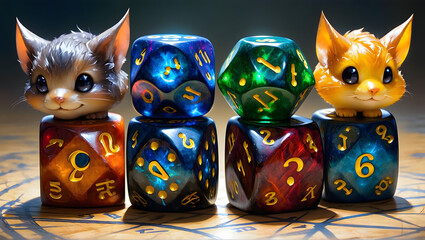 Three Cat Dice Rollers