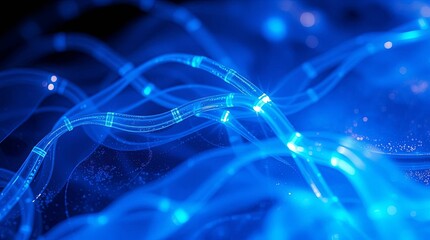 Abstract Digital Blue Light Trails Representing Data Transfer or Neural Networks