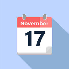 November 17 Vector Calendar
Modern flat color vector calendar with date