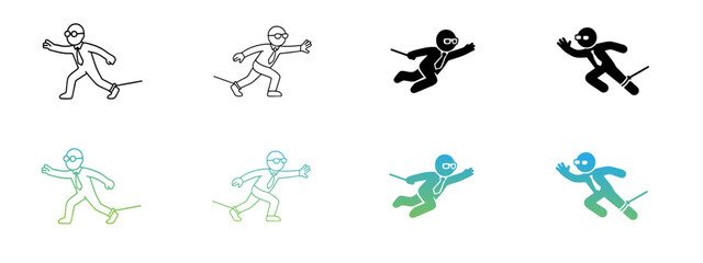 Businessman Running with Chain Icon Set