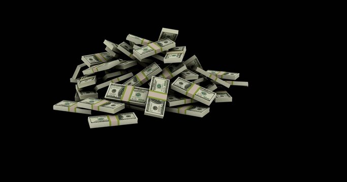 Fototapeta Displaying bundled US bills resting on black backdrop, featuring green bands and Franklin faces