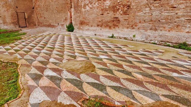 The ruins of the Baths of Caracalla, Rome, Italy, dating back to 212 AD, under the emperors Septimius Severus and Caracalla
