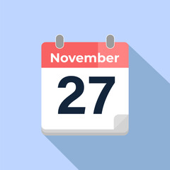 November 27 Vector Calendar
Modern flat color vector calendar with date