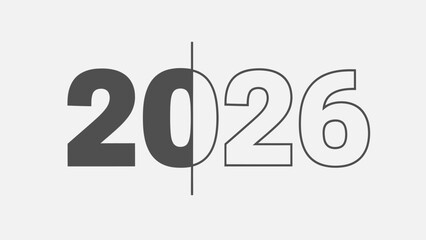 Visual transition representing the passage from 2025 to the new year 2026 symbolically depicted