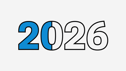 The year 2026 illustration showcasing progress transition and anticipation with a bold color palette