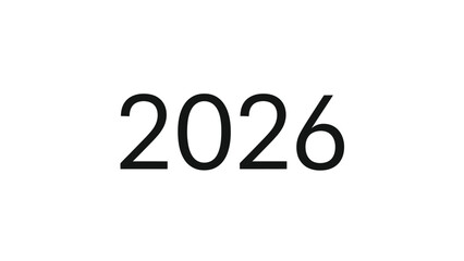 Minimalist depiction of the year two thousand twenty-six on a plain white background design element