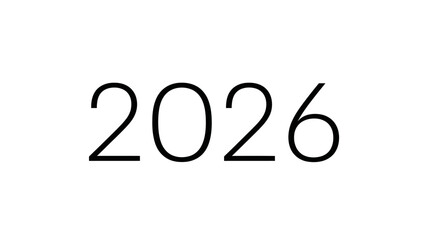 The year 2026 represented in a clear and minimalist style perfect for future projects and visions