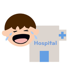A child crying because they&rsquo;re scared to go to the hospital.