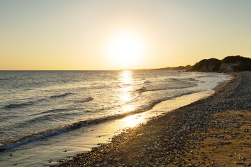 Beautiful sunset on the beach, Alaminos beach, Larnaca, Cyprus
