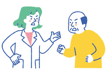 Elderly Patient and Female Doctor in Argument_Color