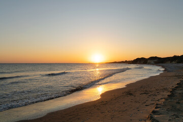 Beautiful sunset on the beach, Alaminos beach, Larnaca, Cyprus