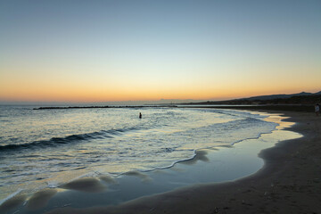 Beautiful sunset on the beach, Alaminos beach, Larnaca, Cyprus