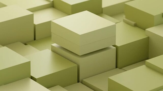 Dynamic Olive Drab Cubic Array: Abstract Motion Graphics Video Background in 4K