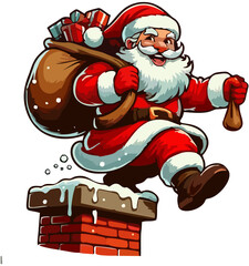 Cute Santa Claus with Gift Bag – Christmas Cartoon Illustration