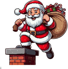 Cute Santa Claus with Gift Bag – Christmas Cartoon Illustration