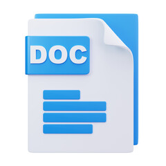 3D Document DOC File Format Icon
