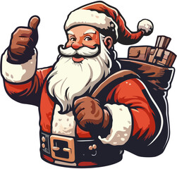 Cute Santa Claus with Gift Bag – Christmas Cartoon Illustration