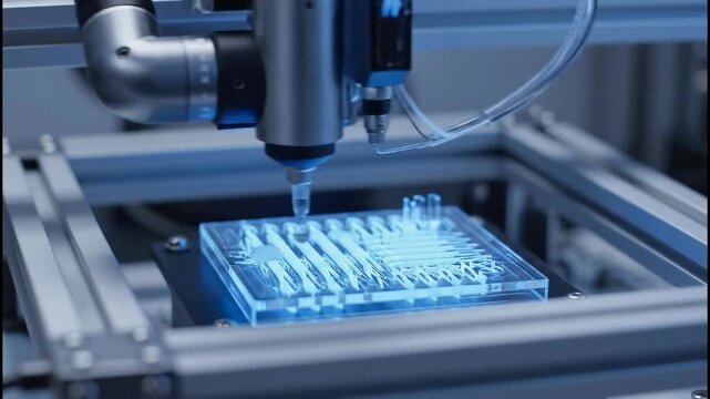 Automated Robotic System Dispensing Liquid into Microplate in Laboratory Setting.