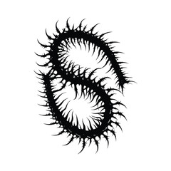 Black and white illustration of a millipede vector style