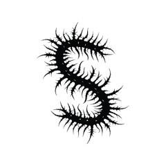 Black and white illustration of a millipede vector style