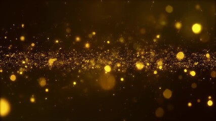 Abstract background with a stream of elegant golden glitter particles and soft shimmering bokeh lights - Powered by Adobe