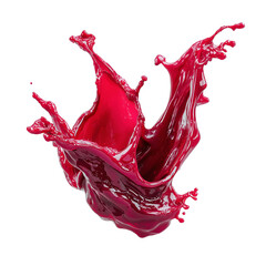 Red paint splash liquid motion abstract fluid art color explosion design isolated on transprint background