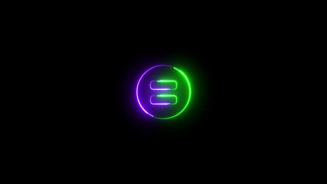 Glowing light neon red and blue color media player pause icon animation sign symbol  with beautiful glowing pink light on black background 4k video .