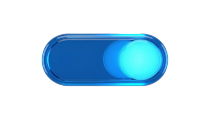 Blue Glass 3D Dark Mode UI Toggle Switch, isolated on white