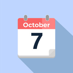 October 7 Vector Calendar
Modern flat color vector calendar with date